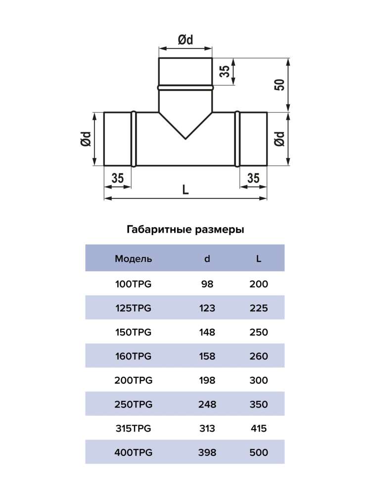 Тройник TPG D160 оцинкованная сталь ERA PRO