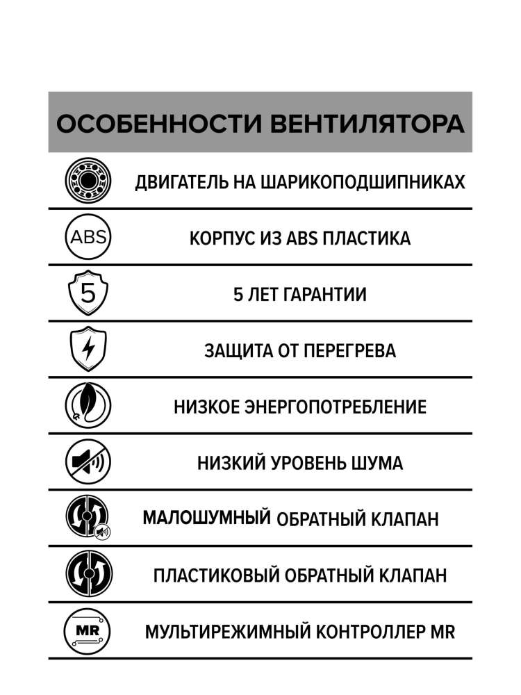 Вентилятор накладной BREEZE, обратный клапан, MR, D100, DICITI